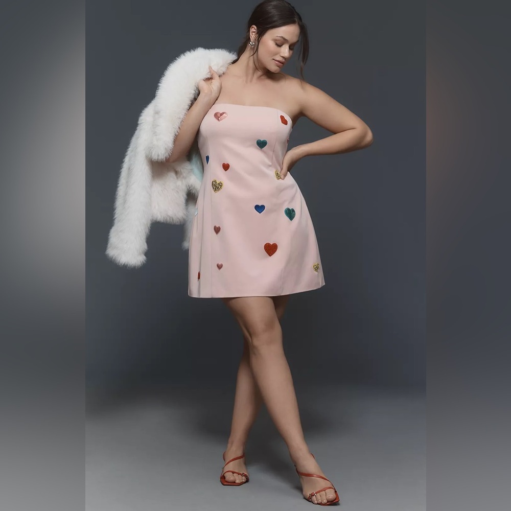 NWT Size M -  Mare Mare Strapless 3D Heart-Embellished Mini Dress (NWT US$ 158)